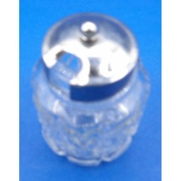 Condiment Jar- Clear Glass- Star Pattern with Spoon Slot - Picture 2 of 4